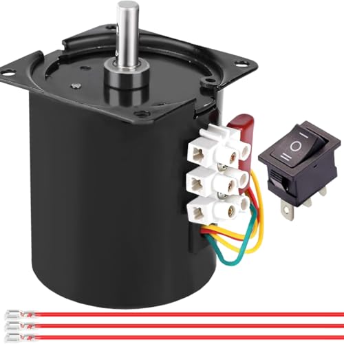 JYUDAUFU 68KTYZ Synchronmotor 20RPM AC 220V CW/CCW Rotationsgetriebe Permanentmagnet-Mikromotor mit Halterung, 3-Positionsschalter, Federdraht, für Elektrogeräte/Stufenlampe/Automation/DIY/Test von JYUDAUFU