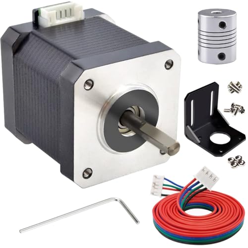 JYUDAUFU Nema 17 42 × 48 mm Schrittmotor DC 12 V 3D-Drucker Schrittmotor 1,8 ° mit Kupplung, Halterung, 1 m 2-Phasen-4-Pin-Drahtkabel, für Creality CR-10 10S Ender 3 3D-Drucker/CNC-Extruder/Y-Achse JYUDAUFU Nema 17 42 × 48 mm Schrittmotor DC 12 V 3D-Drucker Schrittmotor 1,8 ° mit Kupplung, Halterung, 1 m 2-Phasen-4-Pin-Drahtkabel, für Creality CR-10 10S Ender 3 3D-Drucker/CNC-Extruder/Y-Achse von JYUDAUFU
