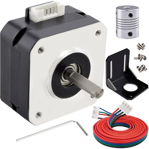 JYUDAUFU Nema 17 Schrittmotor, 42 × 23 mm, DC 12 V, 3D-Drucker, Schrittmotor 1,8 °, mit Halterung, 1 m 2-Phasen-4-Pin-Drahtkabel, Kupplung, für Creality CR-10 10S Ender 3 3D-Drucker/CNC-Extruder JYUDAUFU Nema 17 Schrittmotor, 42 × 23 mm, DC 12 V, 3D-Drucker, Schrittmotor 1,8 °, mit Halterung, 1 m 2-Phasen-4-Pin-Drahtkabel, Kupplung, für Creality CR-10 10S Ender 3 3D-Drucker/CNC-Extruder von JYUDAUFU