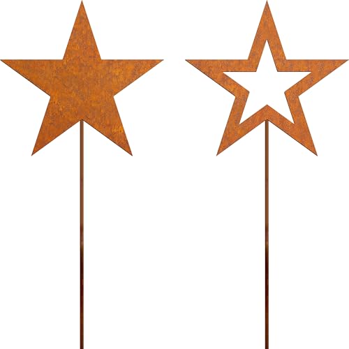 JYUECIAN 2er Set Stern Rost Gartenstecker Weihnachtsdeko, Edelrost Gartendeko Weihnachten Advent Rost Deko für Garten JYUECIAN 2er Set Stern Rost Gartenstecker Weihnachtsdeko, Edelrost Gartendeko Weihnachten Advent Rost Deko für Garten von JYUECIAN