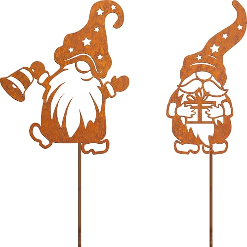 JYUECIAN 2er Set Wichtel Rost Gartenstecker Weihnachtsdeko, Edelrost Zwerg Gartendeko Weihnachten Advent Rost Deko für Garten JYUECIAN 2er Set Wichtel Rost Gartenstecker Weihnachtsdeko, Edelrost Zwerg Gartendeko Weihnachten Advent Rost Deko für Garten von JYUECIAN