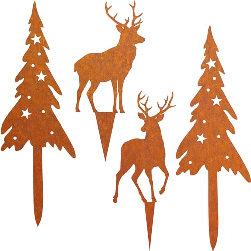 JYUECIAN Roststecker Tannenbaum und Hirsch Weihnachtsdeko 4 Stück Rost Gartenstecker Weihnachtsbäume Rentier Weihnachten Deko Draußen Herbstdeko Outdoor JYUECIAN Roststecker Tannenbaum und Hirsch Weihnachtsdeko 4 Stück Rost Gartenstecker Weihnachtsbäume Rentier Weihnachten Deko Draußen Herbstdeko Outdoor von JYUECIAN