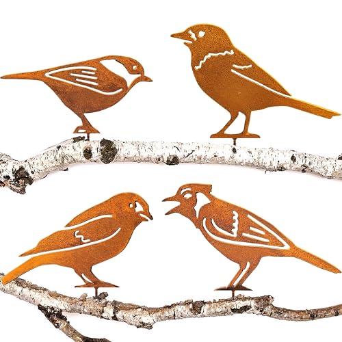 JYUECIAN Vögel Gartenstecker 4er Rost Deko Gartendeko für Draußen, Edelrost Metall Vögel Roststecker Baumstecker - Stieglitz, Meise, Pirol, Eichelhäher JYUECIAN Vögel Gartenstecker 4er Rost Deko Gartendeko für Draußen, Edelrost Metall Vögel Roststecker Baumstecker - Stieglitz, Meise, Pirol, Eichelhäher von JYUECIAN