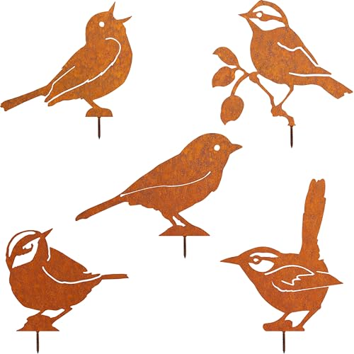 JYUECIAN Vögel Gartenstecker 5er Rost Deko Gartendeko für Draußen, Edelrost Metall Vögel Roststecker Baumstecker JYUECIAN Vögel Gartenstecker 5er Rost Deko Gartendeko für Draußen, Edelrost Metall Vögel Roststecker Baumstecker von JYUECIAN