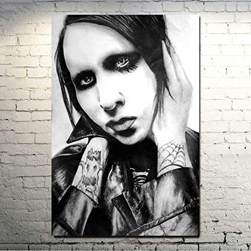 JYWDZSH Leinwanddruck Marilyn Manson Rocksänger Musikposter Home Decor Promi-Poster, 50X70Cm Ohne Rahmen von JYWDZSH