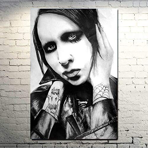 JYWDZSH Leinwanddruck Marilyn Manson Rocksänger Musikposter Home Decor Promi-Poster, 70X100Cm Ohne Rahmen von JYWDZSH