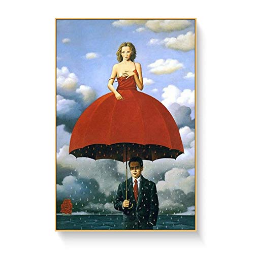 JYWDZSH Leinwanddruck Rene Magritte Leinwand Malerei Surrealismus Klassische Kunstwerk Reproduktion Poster Und Druck Wandkunst Bild Für Wohnzimmer, Wie Gezeigt, 42X60Cm Ohne Rahmen von JYWDZSH