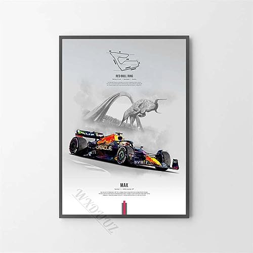 Leinwanddruck F1 Racer Formel 1 Strecke Weltmeister Druck Poster Racing Team Kunst Dekor Gemälde Für Wohnzimmer Wand Leinwand Poster Geschenk, 50 X 70 cm Ohne Rahmen von JYWDZSH