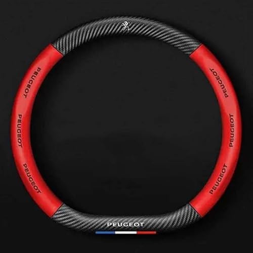 JYWLKQ Auto Lenkradbezug für Peugeot Traveller 2016-2023, Leder Lenkradschutz Lenkradhülle Lenkrad Abdeckung Lenkradabdeckung Universal 37-38 cm Anti Rutsch Mode Zubehör,D-Red von JYWLKQ