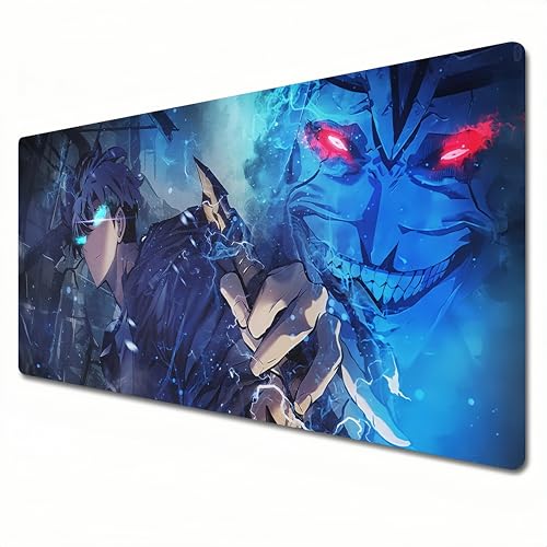 Solo Leveling mauspad,XXL lila großes anime mauspad 900 x 400 mauspad und schreibtischunterlage mit genähten kanten für das home office. von JYWXSQLT