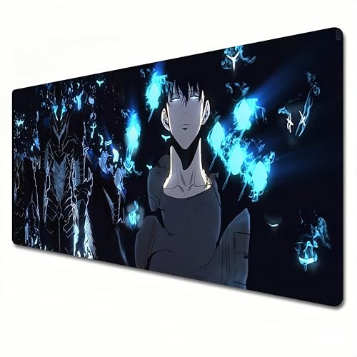 Solo Leveling mauspad,XXL schwarz lila großes anime mauspad 900 x 400 mauspad und schreibtischunterlage mit genähten kanten für das home office. von JYWXSQLT