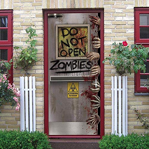 JYXJJKK Türtapete Türposter 3D Tapete PVC Fototapete Horror Arbeitskraft Kreativität blutiger Handabdruck 77x200 cm für Badezimmer Küche Schlafzimmer Deko Selbstklebende Bild Poster für Türen von JYXJJKK