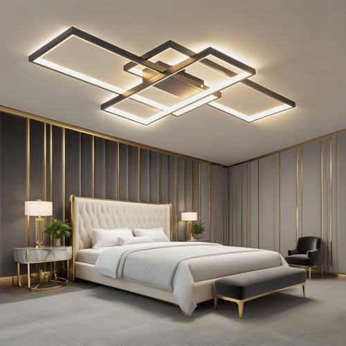 JYYQ LED Deckenleuchte,Modern Deckenlampe Mit Fernbedienung,72 Watt,7200 Lumen,3000k-6500k Deckenleuchte Wohnzimmer,Anwendbar Auf Schlafzimmer,KüChe,Wohnzimmer,Flur,Terrasse (schwarz, 110cm) von JYYQ