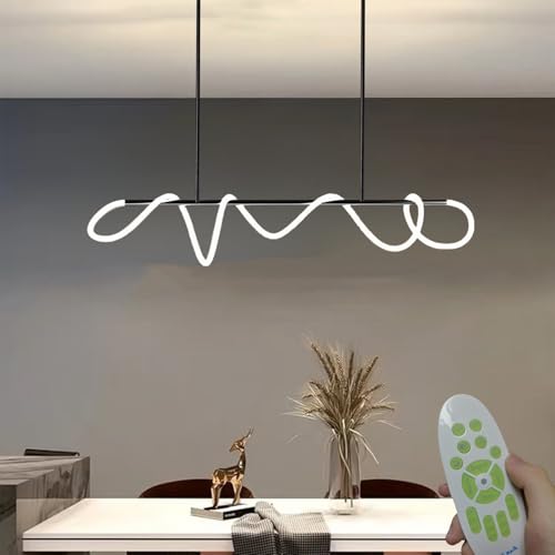 JYYQ Pendelleuchten KüCheninsel,Dimmbare Ferngesteuerte Pendelleuchte Esszimmer,Moderne Pooltisch-Inselleuchte HöHenverstellbare,Pendelleuchten Wohnzimmer FüR Bar,Kaffeehaus (schwarz, 120cm) von JYYQ