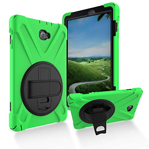 JZ 360 Degrees Kickstand Hülle Cover Compatible with Galaxy Tab A 10.1 2016 (NO S Pen Version) SM-T580/T585/T587 Stand Hülle with Wrist Strap and Shoulder Strap - Green von JZ