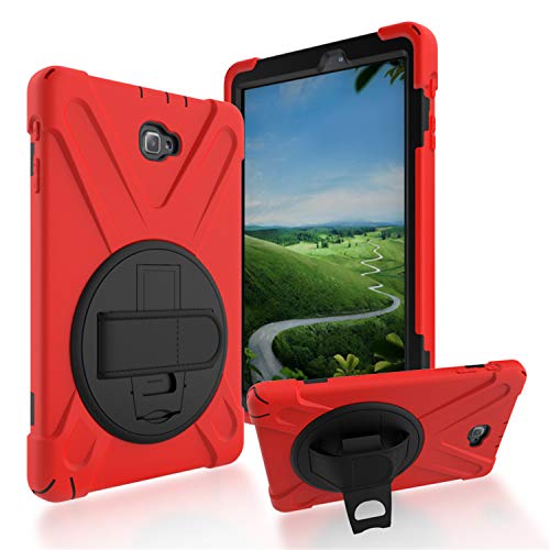 JZ 360 Degrees Kickstand Hülle Cover Compatible with Galaxy Tab A 10.1 2016 with S Pen SM-P580 Stand Hülle with Wrist Strap and Shoulder Strap - Red JZ 360 Degrees Kickstand Hülle Cover Compatible with Galaxy Tab A 10.1 2016 with S Pen SM-P580 Stand Hülle with Wrist Strap and Shoulder Strap - Red von JZ