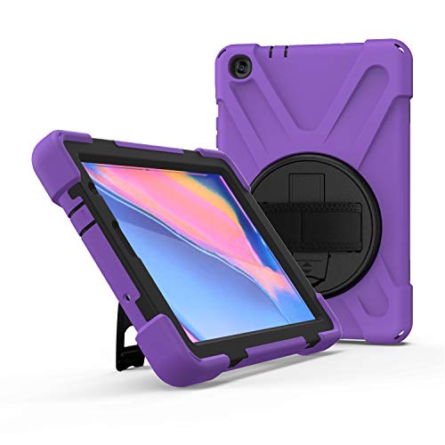 JZ 360 Degrees Kickstand Hülle Cover Compatible with Galaxy Tab A 8.0 with S Pen Hülle (2019) SM-P200/P205 Stand Hülle with Wrist Strap and Shoulder Strap - Purple von JZ