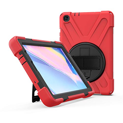 JZ 360 Degrees Kickstand Hülle Cover Compatible with Galaxy Tab A 8.0 with S Pen Hülle (2019) SM-P200/P205 Stand Hülle with Wrist Strap and Shoulder Strap - Red von JZ