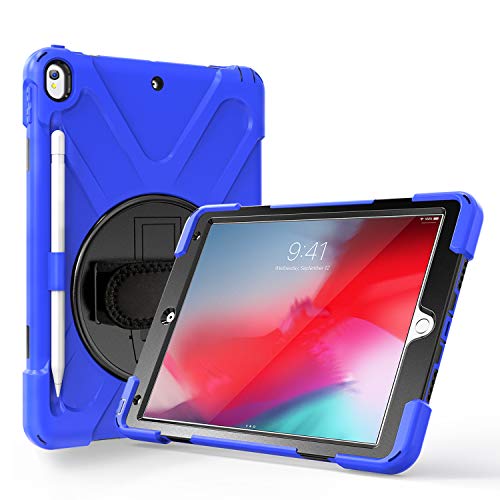 JZ 360 Degrees Kickstand Hülle Cover Compatible with for Pro 10.5 inch (2017) Stand Hülle with Wrist Strap,Shoulder Strap and Pencil Holder - Blue von JZ