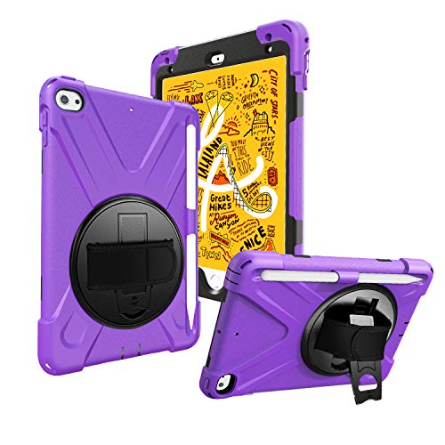 JZ 360 Degrees Kickstand Hülle Cover Compatible with for Mini 4/5 Stand Hülle with Wrist Strap,Shoulder Strap and Pencil Holder - Purple JZ 360 Degrees Kickstand Hülle Cover Compatible with for Mini 4/5 Stand Hülle with Wrist Strap,Shoulder Strap and Pencil Holder - Purple von JZ
