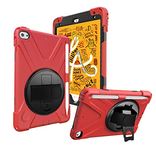 JZ 360 Degrees Kickstand Hülle Cover Compatible with for Mini 4/5 Stand Hülle with Wrist Strap,Shoulder Strap and Pencil Holder - Red JZ 360 Degrees Kickstand Hülle Cover Compatible with for Mini 4/5 Stand Hülle with Wrist Strap,Shoulder Strap and Pencil Holder - Red von JZ