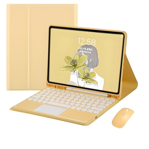 JZ Combo Magnetic Touch Keyboard Case für iPad 10th Generation 2022 10.9 inch Case mit Tastaturbedeckung & Maus(Stift Nicht enthalten) ﻿ for iPad 10th - Yellow von JZ