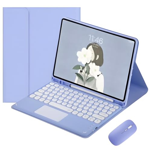 JZ Combo Magnetic Touch Keyboard Case für iPad Mini 6th Gen /7th 7 Generation (A17 Pro) 2024 Case mit Tastaturbedeckung & Maus(Stift Nicht enthalten) - Violet von JZ