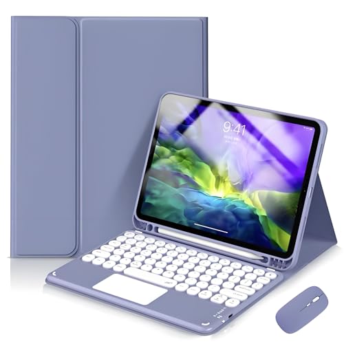 JZ Combo Magnetic Touch Keyboard Case für iPad Pro 12.9 inch（6th/5th/4th/3rd Case mit Tastaturbedeckung & Maus(Stift Nicht enthalten) ﻿ for iPad Pro 12.9 inch（2022/2021/2020/2018 - Purple von JZ