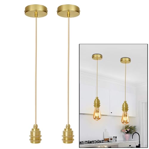2 Stücke E27 Lampenaufhängung Metall, Vintage Lampenfassung Pendelleuchte, 120cm Textilkabel Höhenverstellbar, Schnurpendel Kabel Lampenhalterung Ideal, für Deckenbeleuchtung DIY Wand Deckenleuchte 2 Stücke E27 Lampenaufhängung Metall, Vintage Lampenfassung Pendelleuchte, 120cm Textilkabel Höhenverstellbar, Schnurpendel Kabel Lampenhalterung Ideal, für Deckenbeleuchtung DIY Wand Deckenleuchte von JZCDR