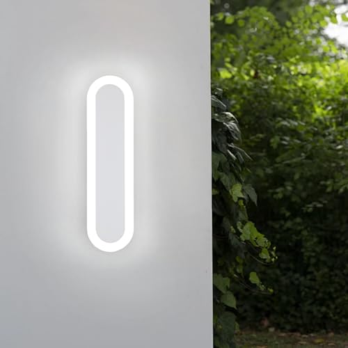 JZCDR LED Wandleuchte Aussen Innen 30CM Lange Aussenlampe Wand Weiß Wasserdicht Modern Up and Down Außenleuchte Wandlampe für Badezimmer Wohnzimmer Balkon, Kaltweißes 6000K 12W von JZCDR