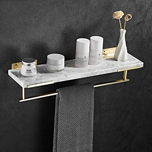 Badezimmerregal Dusche Caddy schwimmende Regale Marmor Nordic Light Luxus Gold All-Copper Badezimmer Handtuchregal Wand montiertes Badezimmer Shampoo Organizer Lagertange/weißer Marmor mit Stange 50 Badezimmerregal Dusche Caddy schwimmende Regale Marmor Nordic Light Luxus Gold All-Copper Badezimmer Handtuchregal Wand montiertes Badezimmer Shampoo Organizer Lagertange/weißer Marmor mit Stange 50 von JZFOACHR