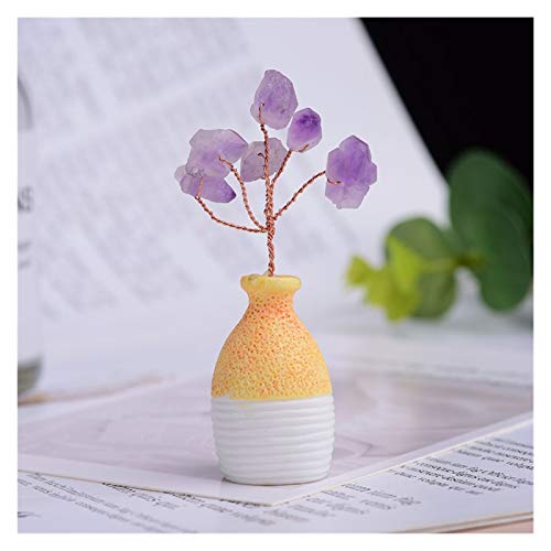Bonsai Geldkristallbaum Natures Amethyste Glücksbaum Vase Kristall Quarz Edelstein Baum Mineral Ornamente Baum des Lebens Home Dekoration Hand DIY Heilung Vase Decorat Feng Shui Fortune Tree von JZFOACHR