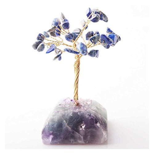 Bonsai Money Crystal Tree Crystal Lucky Money Tree Figur Ornamente Feng Shui Edelsteinbaum für Wohlstand Glück Home Office Dekor Geburtstag Feng Shui Fortune Tree (Farbe: Lapis Lazuli) von JZFOACHR