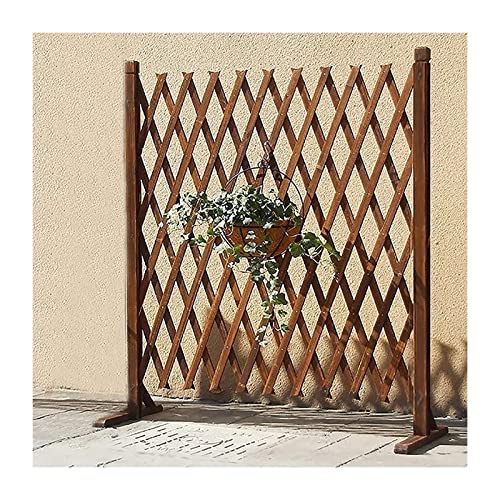 Braun erweiterbarer Gartenzaun Tierstor, Kletterpflanzen im Freien freistehende Gitter, Rasenbalkon Yard Outdoor Holz dekorativen Brett Weihnachtsbaumzaun (Größe: H100xl210 cm) von JZFOACHR