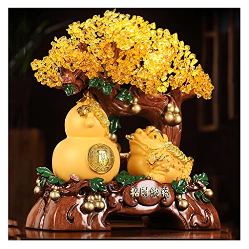 Crystal Tree Golden Toad Lucky Tree Decoration Crystal Fortune Tree Creative Gourd Money Tree New Home House Warming Eröffnungsdekoration Geschenk 13,3 Zoll Edelsteinbaum (Farbe: B) von JZFOACHR