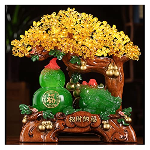 Crystal Tree Golden Toad Lucky Tree Dekoration Crystal Fortune Tree Creative Gourd Money Tree New Home House Warming Eröffnungsdekoration Geschenk 13,3 Zoll Edelsteinbaum (Farbe: a) von JZFOACHR