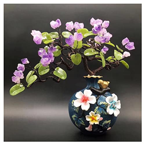 Crystal Tree Natural Amethyst Lucky Tree Feng Shui Fortune Tree Wohnzimmerstudium Eingangsvermögen Dekorationen eröffnen Hauswarming Home Geschenke14.1in Edelsteinbaum von JZFOACHR