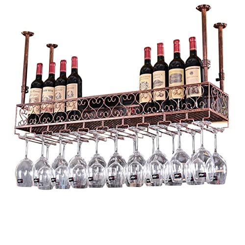 Deckenhänge Bar Einheit Deckenweinregale Hängende Weinglasregale, verkehrte Weinflaschenhalter Goblet STEMWARE RAGS RAR EINHEIT Floating Regale/dekoratives Regal/Speicher SH (Bronze 60x25 cm) von JZFOACHR