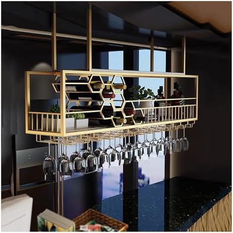 Deckenweinregal, hängende Weinregal mit Glashalter und Regal, industrielle Hängeweinflaschenhalter, Bareinheit Floating Regves Wall montierte Weinregal (150 * 30 * 40 cm (59,1 * 11,8 * 15,7in)) von JZFOACHR