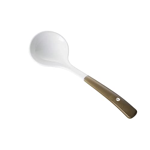 Esslöffel Haushalt Keramiklöffel Großer langer Griff Löffel Reislöffel Porzellanlöffel kleiner Kombination Set Dinner Löffel (Farbe: Mokka, Größe: großer Löffel) von JZFOACHR