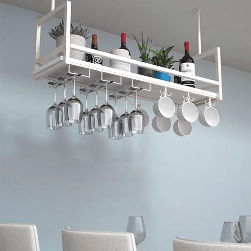 Industrielle Deckenmontage Weinregale, rustikale Metall -Mehrzweckregale, Wandhalterung hängende Weinhalterin weißer Flaschenhalter Weinglas Rack Wandregal Schwimmende Dekorationen Regale (Größe: Industrielle Deckenmontage Weinregale, rustikale Metall -Mehrzweckregale, Wandhalterung hängende Weinhalterin weißer Flaschenhalter Weinglas Rack Wandregal Schwimmende Dekorationen Regale (Größe: von JZFOACHR