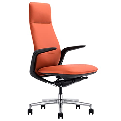 JZFOACHR Chefstuhl Ergonomischer Stuhl Computerstuhl Leather Lederstuhl High Back Office Stuhl (Farbe: Dunkelgrau) (Orange) von JZFOACHR