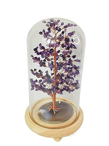 JZFOACHR Kristallbaum handgefertigt viel Glück Amethyst Lucky Tree Glass Cover Home Wohnzimmer Energie Ornament Glücksbaum Edelsteinbaum von JZFOACHR