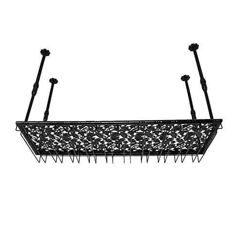 JZFOACHR Metallweinregal - Industrial Retro Hanging Wine Glass Rack Decke Dekoration Schwimmregal mit verstellbaren Stangen -Stammwarenhalter, für Bars Restaurants Küchen (100 cm) von JZFOACHR