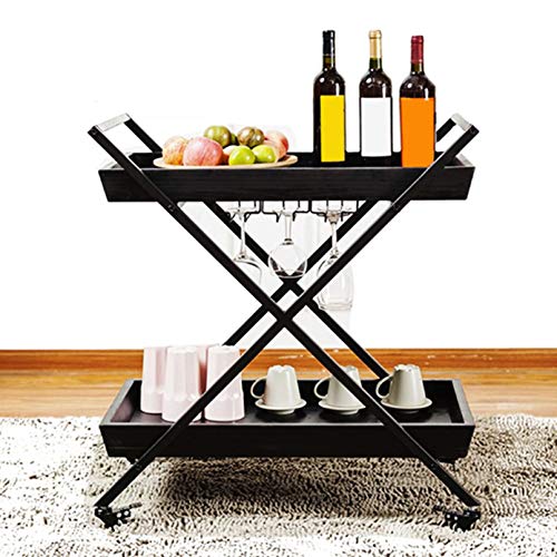JZFOACHR Rolling Bar Cart, Utility Cart, Servieren von Karren mit 2 Regalen, Tee/Weinstraßen -Barwagen mit 4 Rädern und Weinglashalter, ideal für Küche, Hotel oder Restaurant (ohne Weinglas JZFOACHR Rolling Bar Cart, Utility Cart, Servieren von Karren mit 2 Regalen, Tee/Weinstraßen -Barwagen mit 4 Rädern und Weinglashalter, ideal für Küche, Hotel oder Restaurant (ohne Weinglas von JZFOACHR