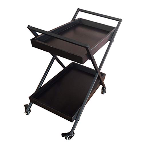 JZFOACHR Rolling Bar Cart, Utility Cart, Servieren von Karren mit 2 Regalen, Tee/Weinstraßen -Barwagen mit 4 Rädern und Weinglashalter, ideal für Küche, Hotel oder Restaurant (ohne Weinglas von JZFOACHR