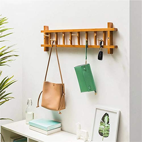 JZFOACHR Wandmontierte Beschichtständer 6 Haken Rack Rack Rail Eingang 360 Grad Rotation Hutkleidung Handtuchregal (Farbe: Walnuss, Größe: Einen Größe) von JZFOACHR
