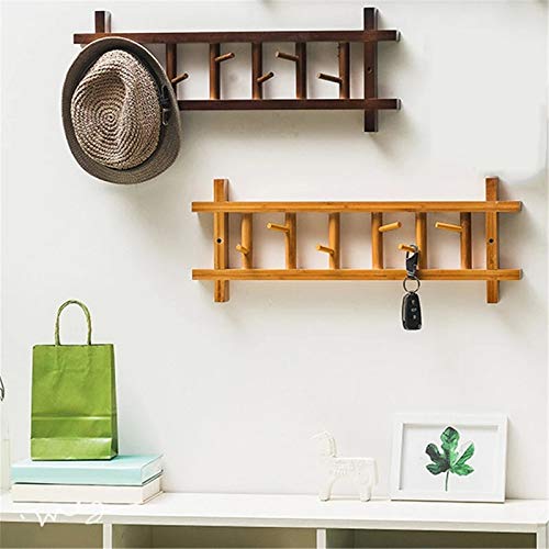 JZFOACHR Wandmontierte Beschichtständer 6 Haken Rack Rack Rail Eingang 360 Grad Rotation Hutkleidung Handtuchregal (Farbe: Walnuss, Größe: Einen Größe) von JZFOACHR
