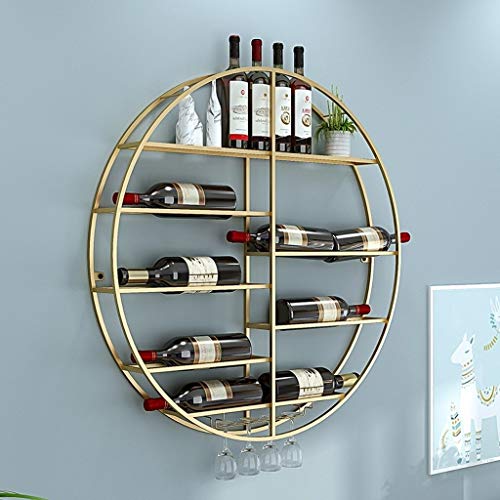 JZFOACHR Wandmontierte Weinregal Rundweinglas Goblethalter, Metallhänge Weinhalter Bar Weinkeller Küchentheke schwimmende Aufbewahrungsregale (Gold-80 × 10 × 80 cm) von JZFOACHR