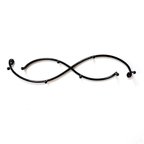 JZFOACHR Wandmontiertes Schaftregal 8 Haken Double Iron Haushaltsspeicher Haken Rack Schlüsselmantel Handtuch Wandhaken (Farbe: Schwarz, Größe: Einen Größe) von JZFOACHR